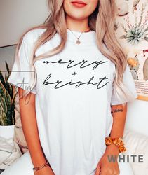 Merry and Bright t-shirt, vintage Christmas T-Shirt, iPrintasty Christmas, vintage Santa t-shirt, minimal Christmas t-sh