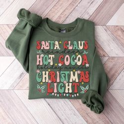 Retro Funny Santa Sweatshirt, Santa Christmas Sweatshirt, Womens Christmas Sweatshirt, Holiday Hot Cocoa Sweater, Cute C