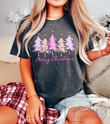 Pink Christmas Tree t-shirt, Cute Christmas Shirt, Women Holiday Shirt, iPrintasty Christmas, Women Christmas Shirt Comf