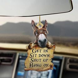 Unique Boyfriend Gift: Donkey Car Hanging Ornament - Sit Down Shut Up & Hang On!