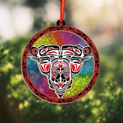 Haida Art Symbolism Suncatcher: Unique NW Coast Christmas Ornaments