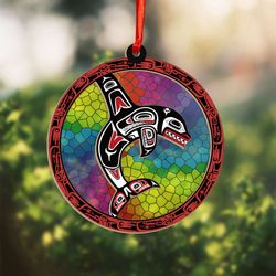 Haida Killer Whale Suncatcher Ornament - Authentic NW Coast Christmas Ornaments 2023
