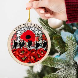 Honor Fallen Soldiers: Veteran Poppy Suncatcher Ornament - Lest We Forget Memorial