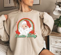 Funny Retro Santa Sweatshirt, Christmas Sweatshirt, Funny Santa Sweatshirt, Santa Clause, Women's Christmas Sweatshirt,