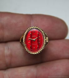 Vintage Women's Mechanical Watch Ring CHAIKA Ring Size 17.5 Vintage