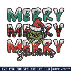 Merry Grinch logo Embroidery design, Grinch Christmas Embroidery, Grinch design, Embroidery File, Digital download.