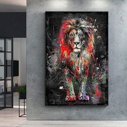 Abstract Lions Oil Paintings On Canvas Modern Colorful Animals Posters And Prints For Home Wall Art Decorative Pictures