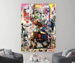 Colorful Banksy Art Graffiti Boy Girl Canvas Painting Wall Art Posters Prints Wall Pictures For Living Room If Banksy  K