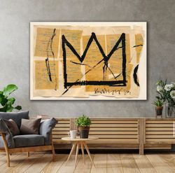 Jean Michel Basquiat's Crown Modern Unique Painting Abstract Canvas Wall Art, Basquiat Canvas print, Street art, HomeOff