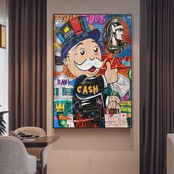 Street Graffiti Artwork Monopoly Rich Man Amex Money Art Canvas Painting Wall Picture Room Home Wall Decor