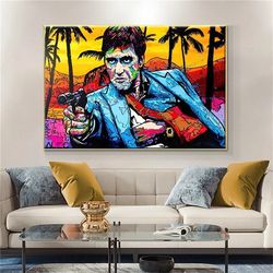 Tony Montana Pop Graffiti Art The World Is Yours Canvas Painting Cool Portrait Film Character Wall Art Painting