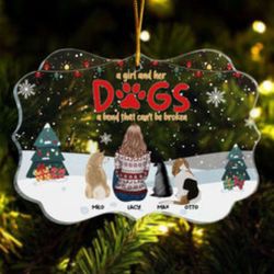 Personalized Acrylic Ornament: A Girl And Her Dogs - Unbreakable Bond!
