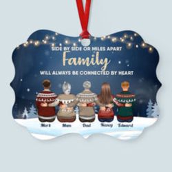 Personalized Family Hugging Aluminum Ornament: Connected By Heart