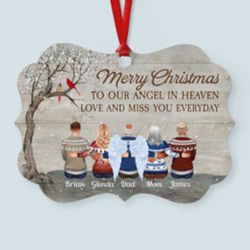 Merry Christmas to Our Angels in Heaven - Personalized Family Hugging Ornament