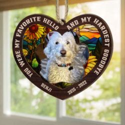 Personalized Photo Suncatcher Ornament - My Favorite Hello & Hardest Goodbye
