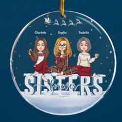 Sisters Forever: Personalized Circle Acrylic Ornament - Perfect Keepsake