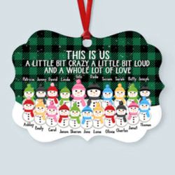 Personalized Snowman Family Ornament: This Is Us A Whole Lot Of Love - Aluminum