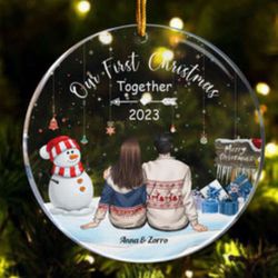 Personalized Circle Acrylic Ornament for Our First Christmas – Celebrate and Cherish the Memories