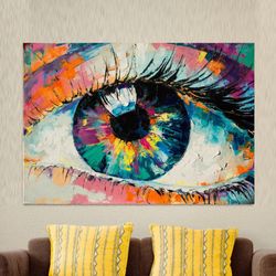 eye wall decor, wall art,wall decoration,colorful canvas wall,abstract eye canvas wall, canvas wall decor, oil painting