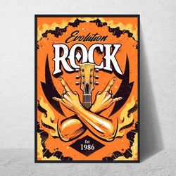 rock band poster  vintage wall art  music memorabilia  retro wall art concert poster  poster with frame  a4, a2, a1 size