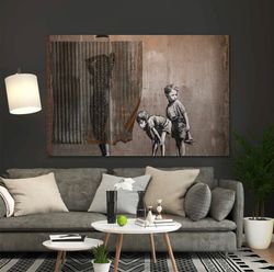 Banksy Canvas Two boys - Banksy Style Decorative Canvas Art- Banksy ReproductionPrinted Picture Wall Art