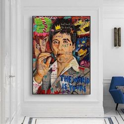 Scarface Tony Montana Smokes Graffiti Pop Art Canvas Painting Modern Abstract Poster Print On Wall Art Picture For Livin