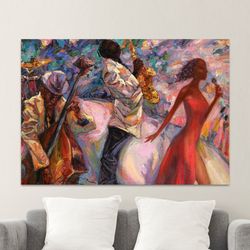 African Singer And Musicians, African Jazz Art, African Music Painting, African Wall Art, Jazz Music Canvas, African Piy