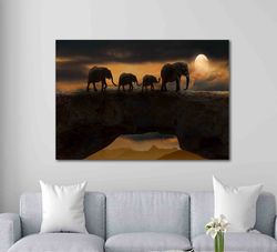 Elephant Framed Canvas Wall Art, Elephant Decor Wall Art, Animal Framed Art Print, African Wall Art, Ready To Hang