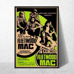 FLEETWOOD MAC Band Poster  Vintage Wall Art  Music Memorabilia  Retro Wall Art Concert Poster  Poster with Frame  A4, A2