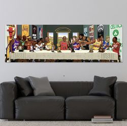 Last Supper Basketball Legends, Basketball Players Canvas Print Art, Sport Wall Art, Motivation Canvas Painting, Modern