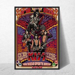 KISS Band Poster  Vintage Wall Art  Music Memorabilia  Retro Wall Art Concert Poster Poster with Frame  A4, A2, A1 Size