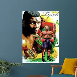 Mike Tyson Canvas Painting, Legendary Boxer Poster, Professional Boxer Wall Decor, Graffiti Effect Canvas Painting, Cham