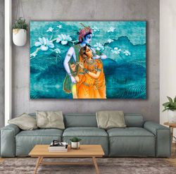 Wall Art, Canvas Print, Large Wall Art, Radha Krishna Hindu Couple, Hindu Wall Art, Radha Krishna Printed, Hindu Gift Wa