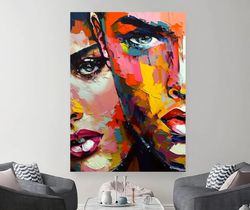 Woman Faces Art Canvas Wall Art Pop Art Modern Picture Living Room Office