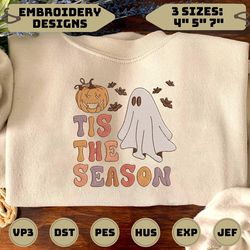 Tis The Season Embroidery Design, Retro Spooky Embroidery, Halloween Embroidery Design, Spooky Season Embroidery