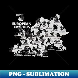 Map of Cryptids in Europe - Creative Sublimation PNG Download - Spice Up Your Sublimation Projects