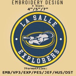 NCAA Logo La Salle Explorers, Embroidery design, Embroidery Files, NCAA La Salle Explorers, Machine Embroidery Pattern