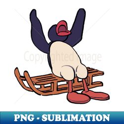 pengui pingu on a sleigh hands up to the sky - Retro PNG Sublimation Digital Download - Unlock Vibrant Sublimation Designs