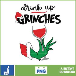 the grnich png, drink up grinches png, retro grinc png, christmas sublimation