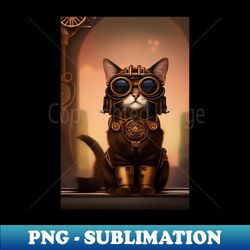 Steampunk Cat - PNG Transparent Digital Download File for Sublimation - Vibrant and Eye-Catching Typography