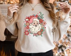 pink santa hat sweatshirt, santa santa shirt, retro pink santa shirt, classic christmas, pink christmas, holiday clothin