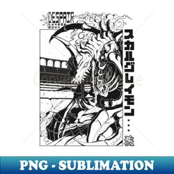 SkullGreymon Black  White - Instant PNG Sublimation Download - Bold & Eye-catching