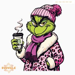 Pink Leopard Grinchy And Bougie SVG