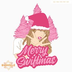 Vintage Pink Merry Swiftmas SVG Cutting Digital File