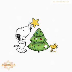 Retro Christmas Tree Snoopy Dog SVG Digital Cricut File