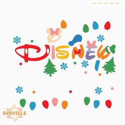 Retro Disney Christmas Lights SVG