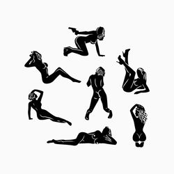 Sex SVG, Sexy girl svg, set ,black and white sexy svg, silhouettes of naked girls svg in various poses girls sexual svg