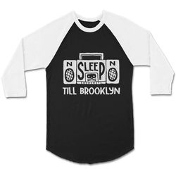 sleep till brooklyn beastie boys 90s music boombox stereo run dmc rap hip hop new york city cpy unisex 3/4 sleeve baseba