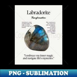 Labradorite Gem Crystal Meaning Card - Decorative Sublimation PNG File - Add a Festive Touch to Every Day