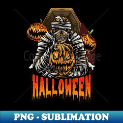 mummy holding halloween pumpkin in the dark night - Premium Sublimation Digital Download - Transform Your Sublimation Creations